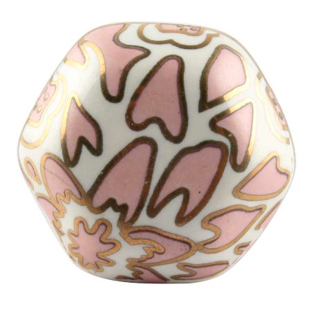 Pink Hexagon Small Ceramic Cabinet Knob